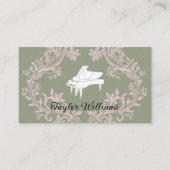 Carte De Visite pianiste rose et sage vert design (Devant)