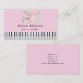 Carte De Visite pianiste rose et vert pastel (Devant / Derrière)