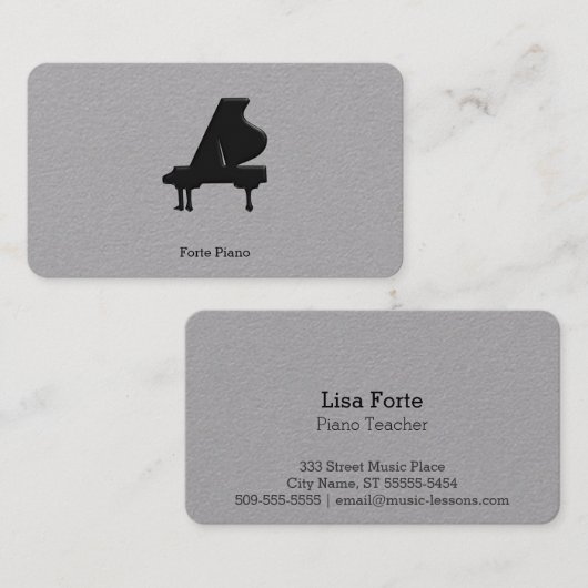Carte De Visite Piano à queue noir (Devant / Derrière)