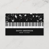 Carte De Visite Piano Confetti Argent Piano Clavier Musicien Piani (Devant)