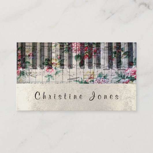 Carte De Visite piano floral girly (Devant)