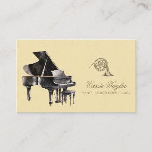 Carte De Visite Piano French Horn Musicien de musique Enseignant