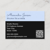 Carte De Visite Piano Keys Music Teacher Clavier Tutor (Dos)