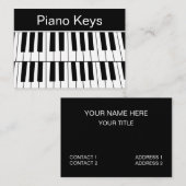 Carte De Visite Piano Keys noir et blanc Pianiste musicien (Devant / Derrière)