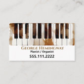 Carte De Visite Piano Keys Pianist Watercolor Art (Devant)