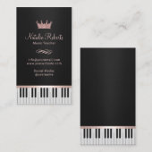 Carte De Visite Piano Keys Rose Gold Crown (Devant / Derrière)