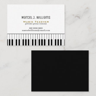 Carte De Visite Piano Lessons Music Teacher black/white