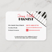 Carte De Visite Piano moderne Clavier Rouge Noir Pianiste (Dos)