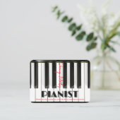 Carte De Visite Piano moderne Clavier Rouge Noir Pianiste (Debout devant)