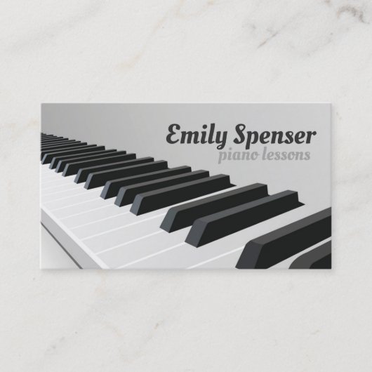 Carte De Visite Piano Music Enseignant Clavier Détails Design Gris (Devant)
