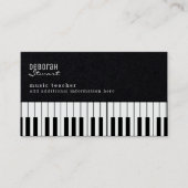 Carte De Visite Piano Music Enseignant Élégant Noir Premium (Devant)