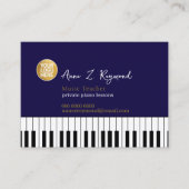 Carte De Visite Piano Music Teacher deep-blue with logo (Devant)
