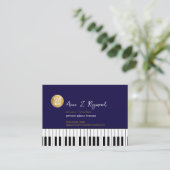 Carte De Visite Piano Music Teacher deep-blue with logo (Debout devant)