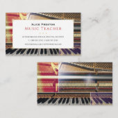 Carte De Visite Piano Music Teacher | Unique (Devant / Derrière)