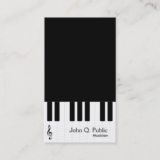 Carte De Visite Piano musicien noir et blanc (Devant)