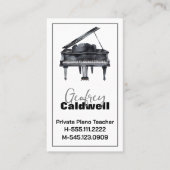 Carte De Visite Piano noir et blanc enseignant aquarelle Art (Devant)