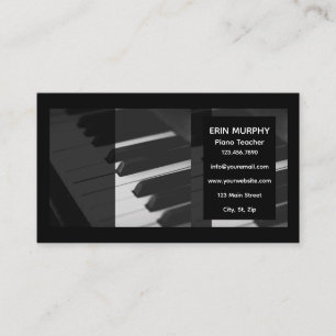 Carte De Visite Piano Teacher Clés de piano noir et blanc