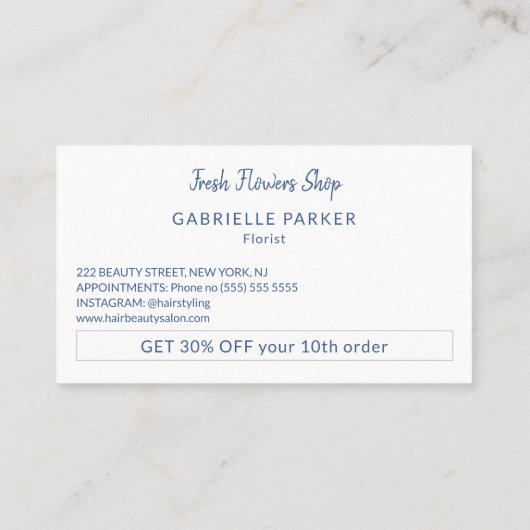 Carte De Visite Pic de fidélité client floral aquarelle moderne (Dos)