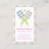 Carte De Visite Pickleball Paddles de Jacquard d'aquarelle Preppy (Devant)