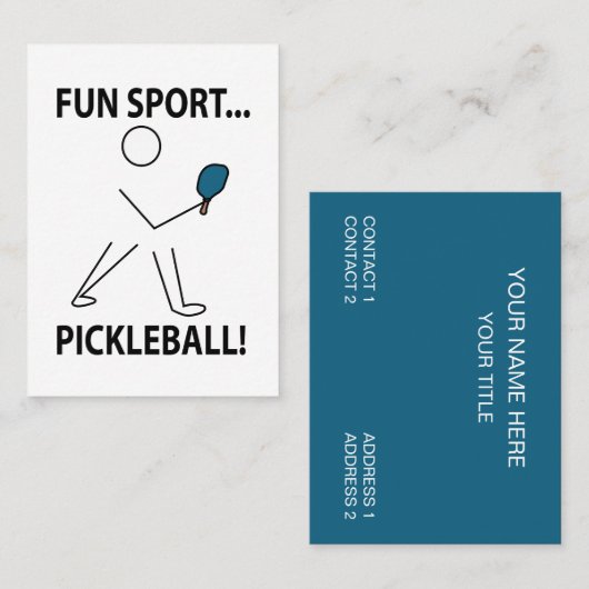Carte De Visite Pickleball Player Sports Amusement Sport Picklebal (Devant / Derrière)