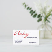 Carte De Visite Picky About Pet Care ? Pet Sitter Rouge Bleu (Debout devant)
