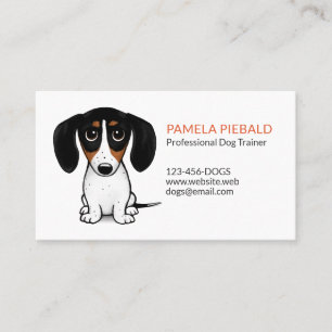 Carte De Visite Piebald Dachshund Caricature de chien coquelicot