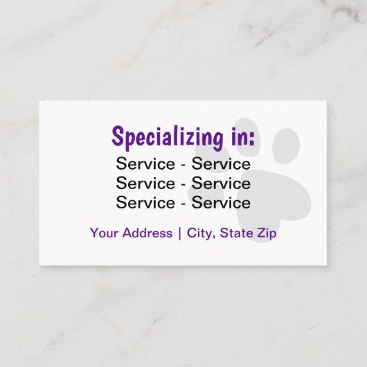 Carte De Visite Pièce assise double face (Dos)