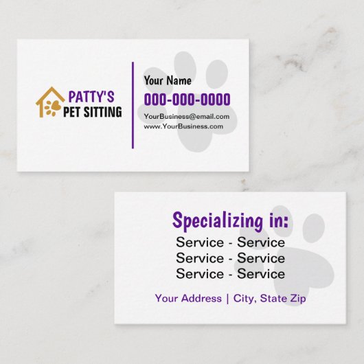 Carte De Visite Pièce assise double face (Devant / Derrière)