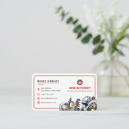 Carte De Visite pièce automobile moderne | blanc (Debout devant)