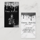 Carte De Visite Pièce d'échecs chevalier - Faux Silver Foil  (Devant / Derrière)