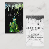 Carte De Visite Pièce d'échecs chevalier - Faux Silver Foil Busine (Devant / Derrière)