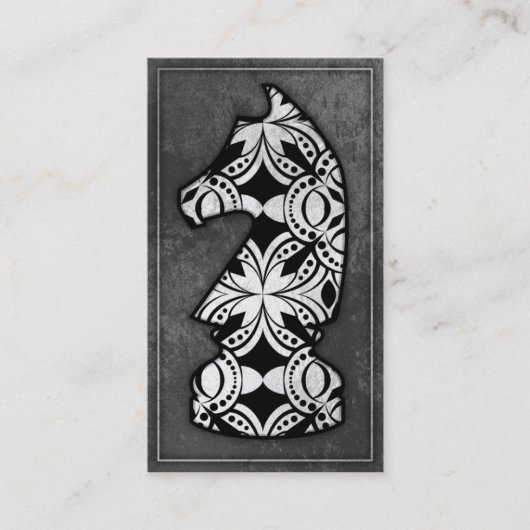 Carte De Visite Pièce d'échecs - chevalier foncé 02 (Devant)