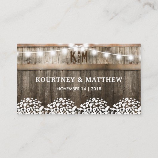 Carte De Visite Pièce-justificative Rustic Barn Mariage pour boiss (Dos)