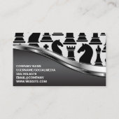 Carte De Visite Pièces d'échecs noir et blanc | Lumière métallique (Dos)