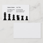 Carte De Visite Pièces d'échecs noires sur le blanc (Devant / Derrière)