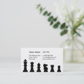Carte De Visite Pièces d'échecs noires sur le blanc (Debout devant)