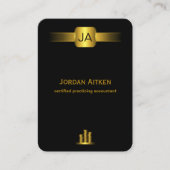 Carte De Visite Pièces noires et d'or Grand comptable CPA vertical (Devant)