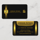 Carte De Visite Pièces noires et en or Comptable horizontal CPA (Devant / Derrière)