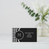 Carte De Visite Pied-de-poule noir et blanc votre monogramme (Debout devant)