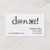 Carte De Visite "Pieds de danse" - chorégraphe, danseur, (Dos)