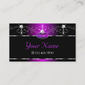 Carte De Visite Pieds noirs pourpres Étincelants Diamants Initiale (Devant)