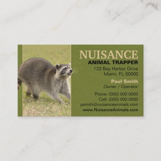 Carte De Visite Piégeur d'animaux nuisibles (Devant)