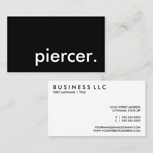 Carte De Visite piercer. (Devant / Derrière)