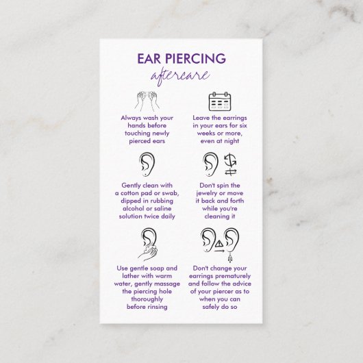 Carte De Visite Piercing pour bijoux corps pourpre (Dos)