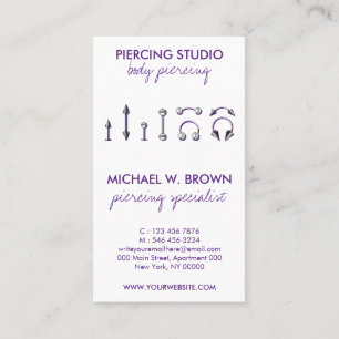 Carte De Visite Piercing pour bijoux corps pourpre