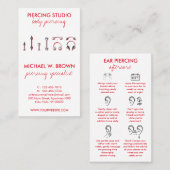 Carte De Visite Piercing pour bijoux de corps rouge (Devant / Derrière)