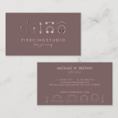 Carte De Visite Piercing Specialist Tattoo Studio Rose Or solide (Devant / Derrière)