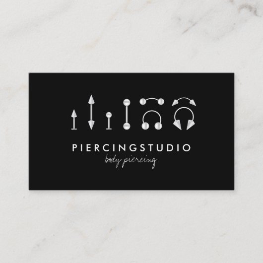Carte De Visite Piercing Tattoo Studio noir (Devant)