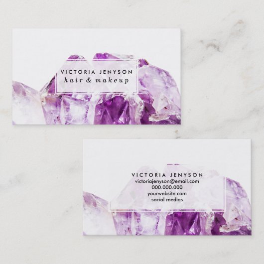 Carte De Visite Pierre améthyste d'agate violette moderne (Devant / Derrière)