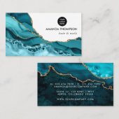 Carte De Visite Pierre d'Agate de Géode Turquoise et Or (Devant / Derrière)